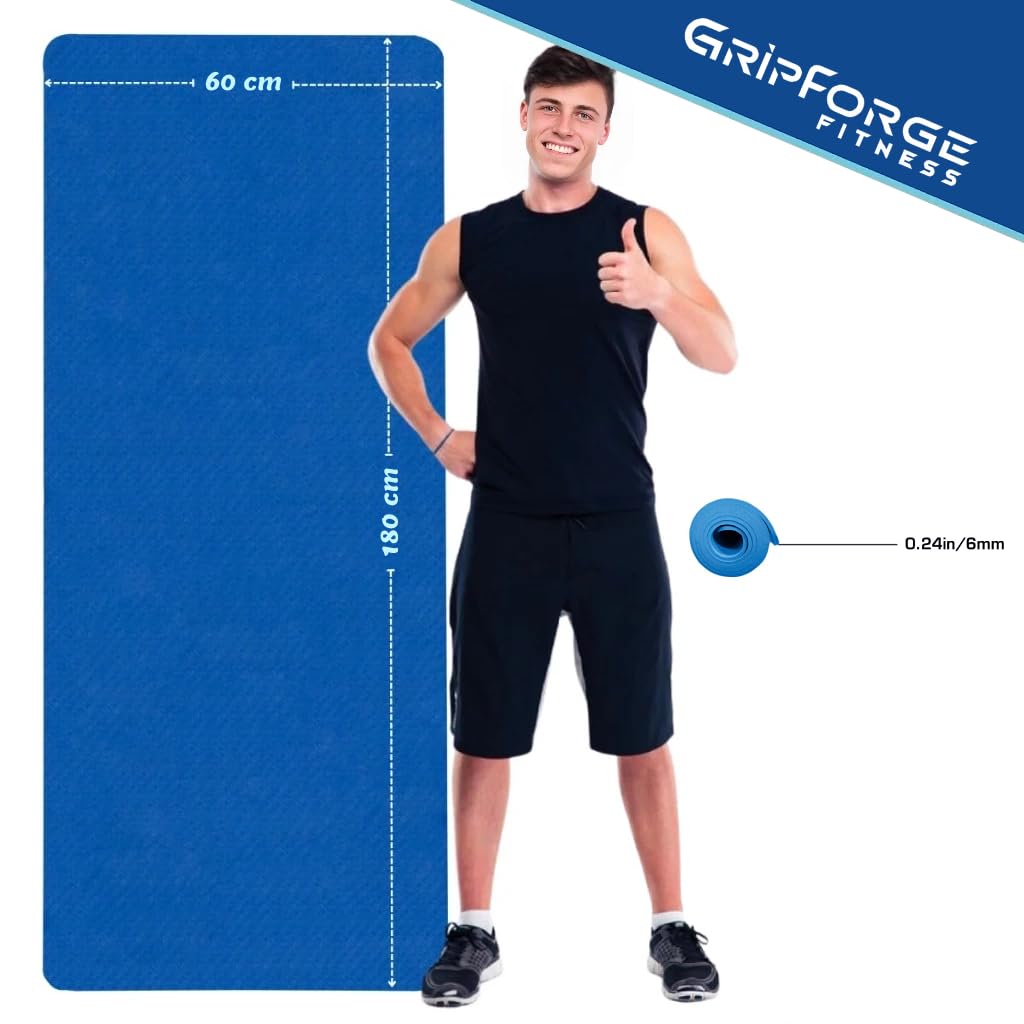 GRIPFORGE Eco-Friendly TPE Yoga Mat – 6mm Cushioned, Non-Slip & Sweat-Resistant | Made in India for Comfort, Strength & Focus