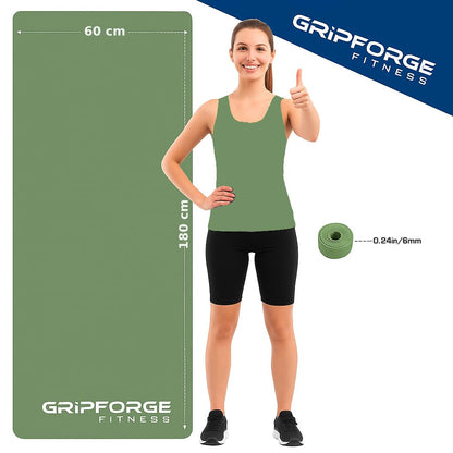GRIPFORGE Eco-Friendly TPE Yoga Mat – 6mm Cushioned, Non-Slip & Sweat-Resistant | Made in India for Comfort, Strength & Focus