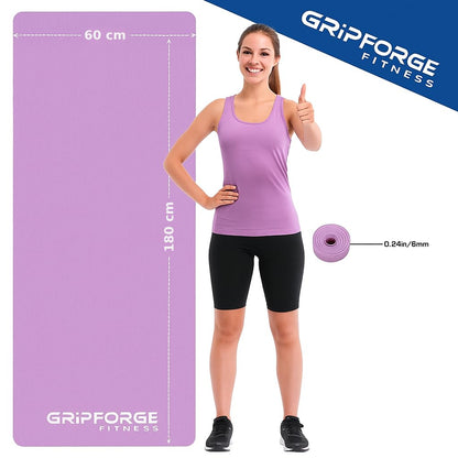 GRIPFORGE Eco-Friendly TPE Yoga Mat – 6mm Cushioned, Non-Slip & Sweat-Resistant | Made in India for Comfort, Strength & Focus