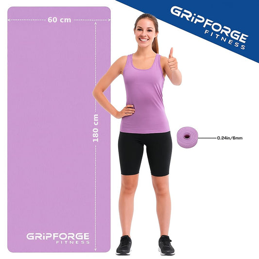 GRIPFORGE Eco-Friendly TPE Yoga Mat – 6mm Cushioned, Non-Slip & Sweat-Resistant | Made in India for Comfort, Strength & Focus