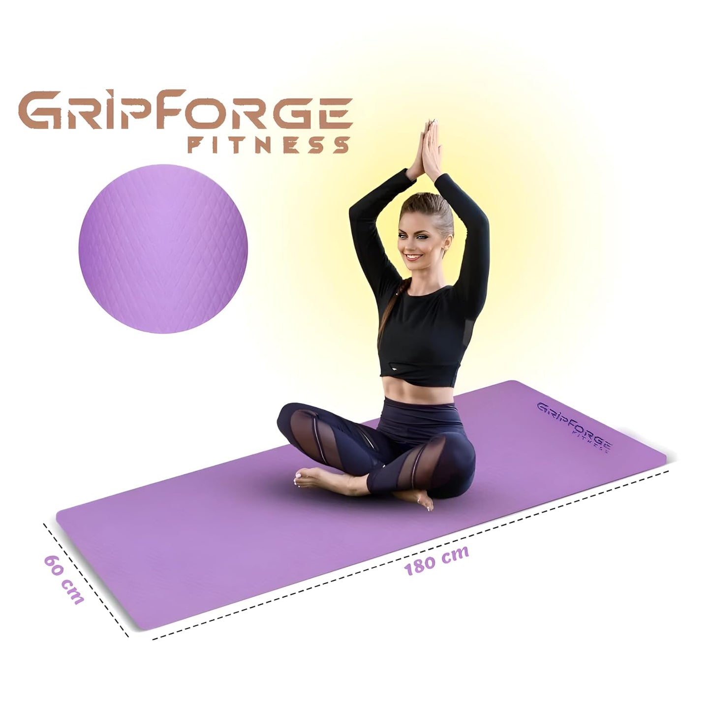 GRIPFORGE Eco-Friendly TPE Yoga Mat – 6mm Cushioned, Non-Slip & Sweat-Resistant | Made in India for Comfort, Strength & Focus